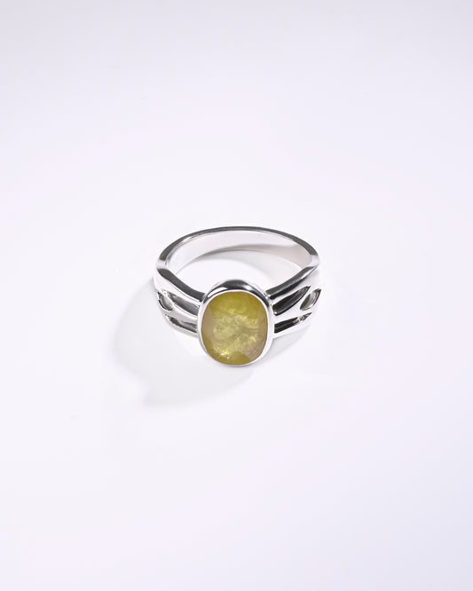 Gilded Yellow Sapphire (Pukhraj) Ring – 925 Silver - #1244B