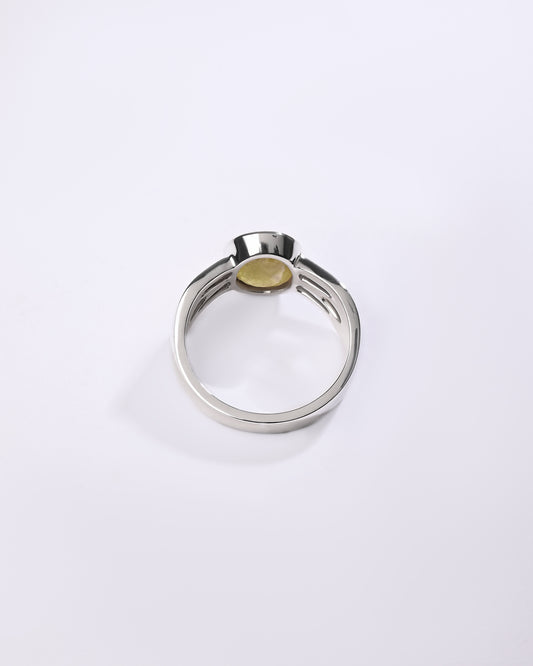 Gilded Yellow Sapphire (Pukhraj) Ring – 925 Silver - #1244B