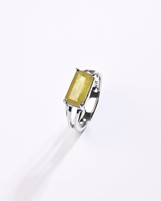 925 Silver Yellow Sapphire (Pukhraj) Ring - #1106N4 Re