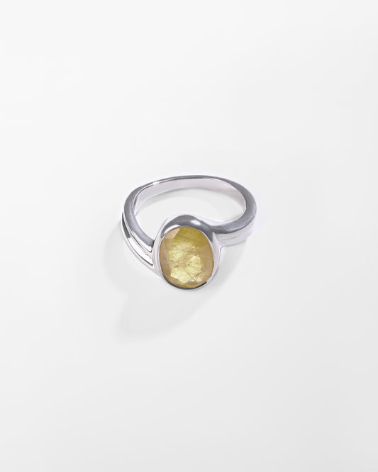 Pureflow Yellow Sapphire (Pukhraj) Ring – 925 Silver - #1153B