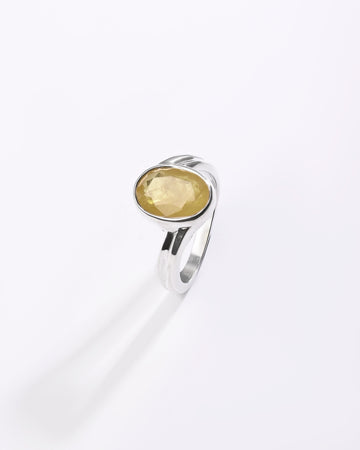 Pureflow Yellow Sapphire (Pukhraj) Ring – 925 Silver - #1153B