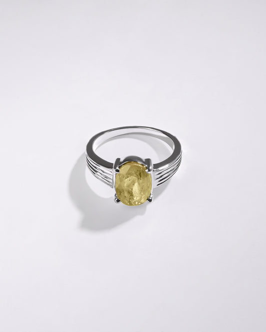 Grand Yellow Sapphire (Pukhraj) Ring – 925 Silver - #1225N4