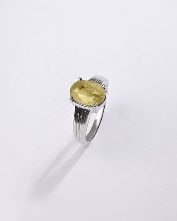 Grand Yellow Sapphire (Pukhraj) Ring – 925 Silver - #1225N4