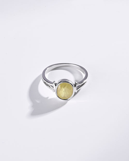 Trustworthy Yellow Sapphire (Pukhraj) Ring – 925 Silver - #1148B