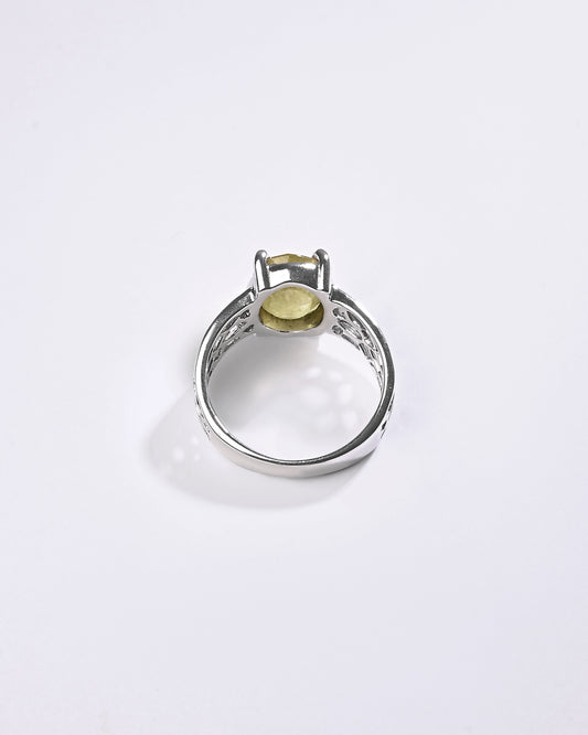 Calibrated Yellow Sapphire (Pukhraj) Ring – 925 Silver - #1162N4