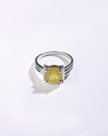 Vedic Yellow Sapphire (Pukhraj) Ring – 925 Silver - #1134N4