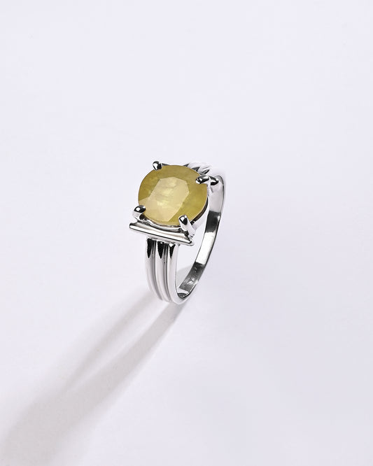 Vedic Yellow Sapphire (Pukhraj) Ring – 925 Silver - #1134N4