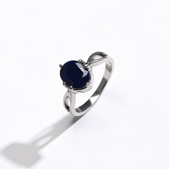 Blue Sapphire (Neelam) Ring – Pure 925 Silver - 1102N6 - Myra