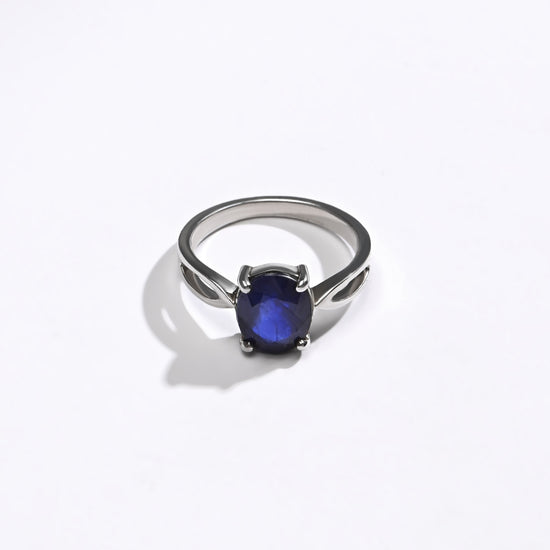 Daily Wear Blue Sapphire (Neelam) Ring – 925 Silver - 1102N4 - Myra