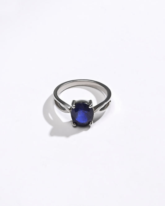Daily Wear Blue Sapphire (Neelam) Ring – 925 Silver - 1102N4