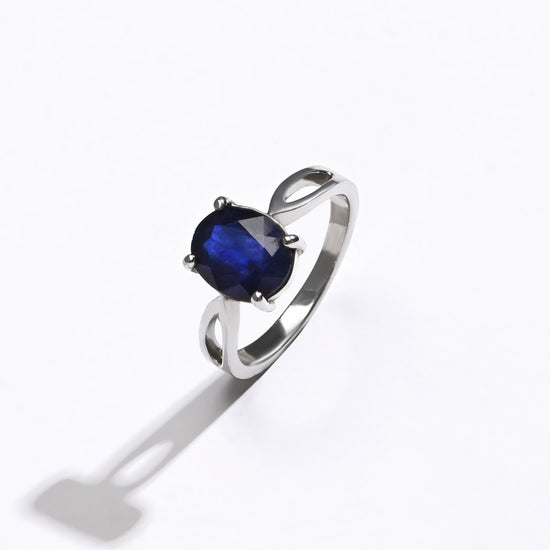Daily Wear Blue Sapphire (Neelam) Ring – 925 Silver - 1102N4 - Myra