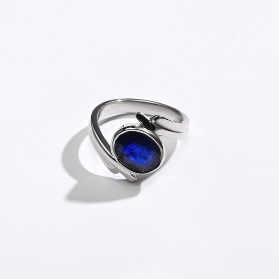 Elegant Blue Sapphire (Neelam) Ring – 925 Silver - 1103B - Myra