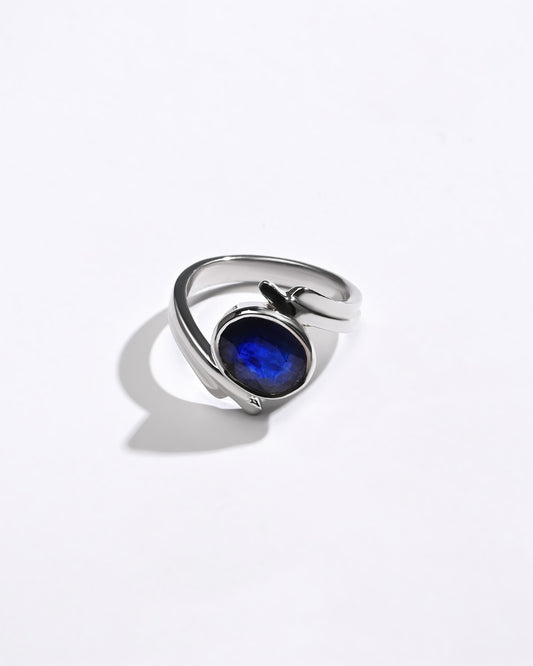 Elegant Blue Sapphire (Neelam) Ring – 925 Silver - 1103B