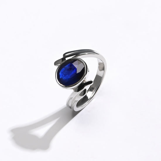Elegant Blue Sapphire (Neelam) Ring – 925 Silver - 1103B - Myra