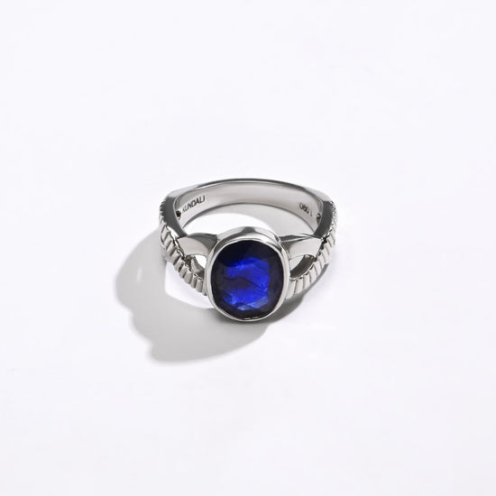 Elegant Blue Sapphire (Neelam) Ring – 925 Silver - 1104B - Myra