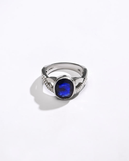 Elegant Blue Sapphire (Neelam) Ring – 925 Silver - 1104B - Myra