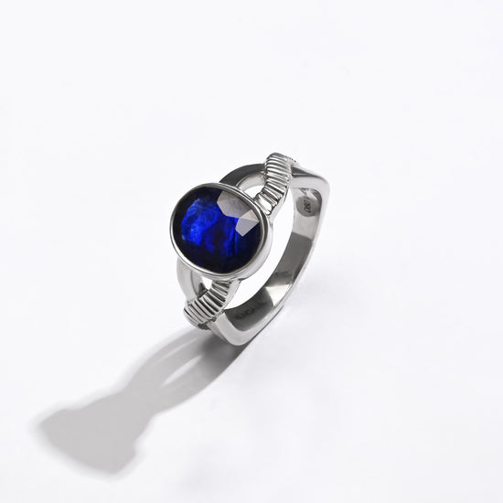 Elegant Blue Sapphire (Neelam) Ring – 925 Silver - 1104B - Myra
