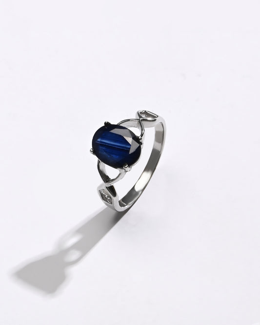 Bold Blue Sapphire (Neelam) Ring – 925 Silver - 1105N4 - Myra