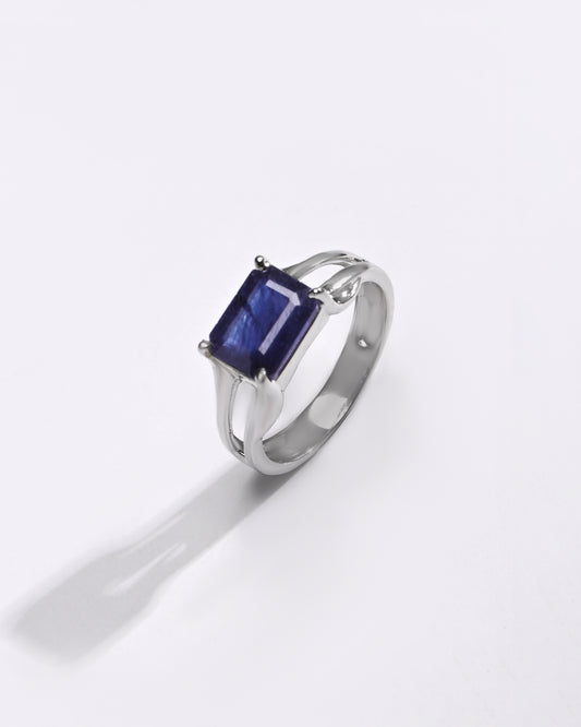 Bold Blue Sapphire (Neelam) Ring – 925 Silver - 1106N4 Re - Myra