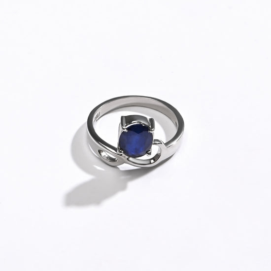 Authentic Blue Sapphire (Neelam) Ring in 925 Silver – #1110N4 - Myra