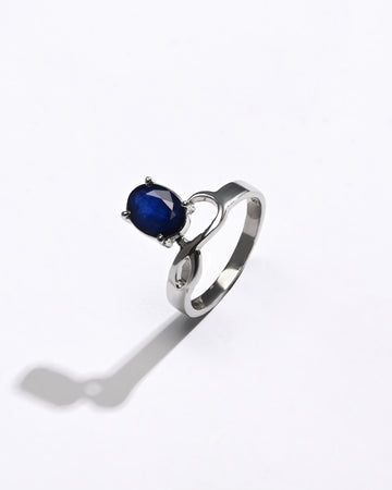 Authentic Blue Sapphire (Neelam) Ring in 925 Silver – #1110N4 - Myra