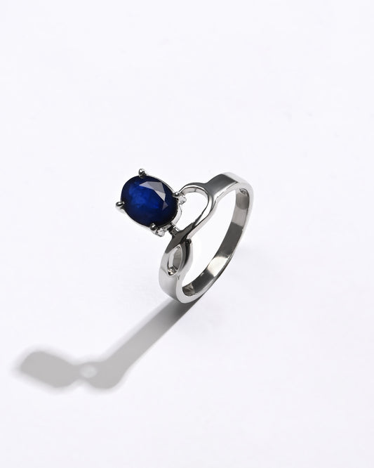 Authentic Blue Sapphire (Neelam) Ring in 925 Silver – #1110N4 - Myra