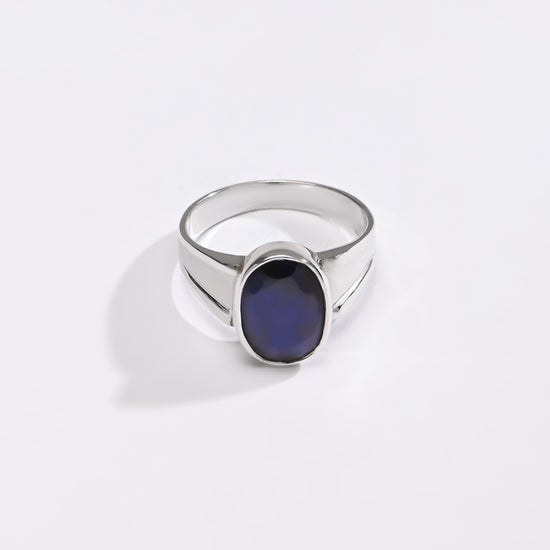 Elegant Blue Sapphire (Neelam) Ring – 925 Silver - 1111B - Myra