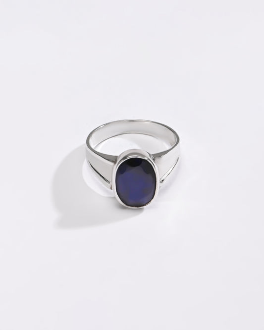 Elegant Blue Sapphire (Neelam) Ring – 925 Silver - 1111B