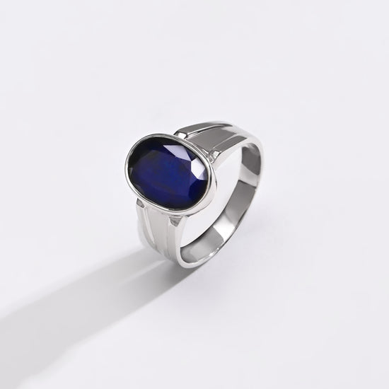 Elegant Blue Sapphire (Neelam) Ring – 925 Silver - 1111B - Myra