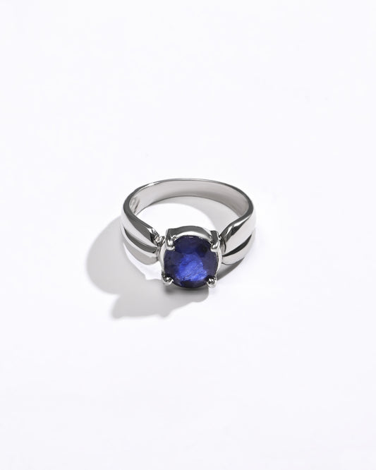 Blue Sapphire (Neelam) Ring in 925 Silver - 1126N4