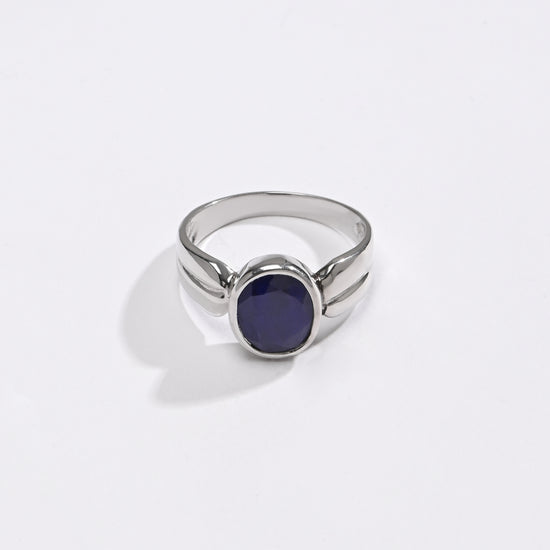 Blue Sapphire (Neelam) Ring – 925 Silver - 1126B - Myra