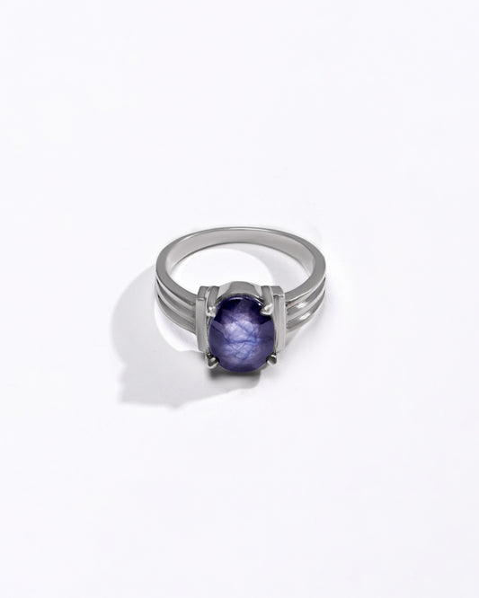 Royal Blue Sapphire (Neelam) Ring in 925 Silver - #1134N4 - Myra