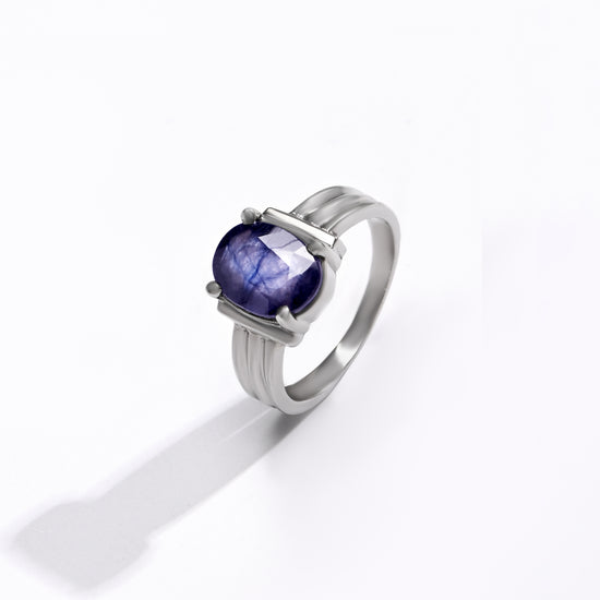 Royal Blue Sapphire (Neelam) Ring in 925 Silver - #1134N4 - Myra