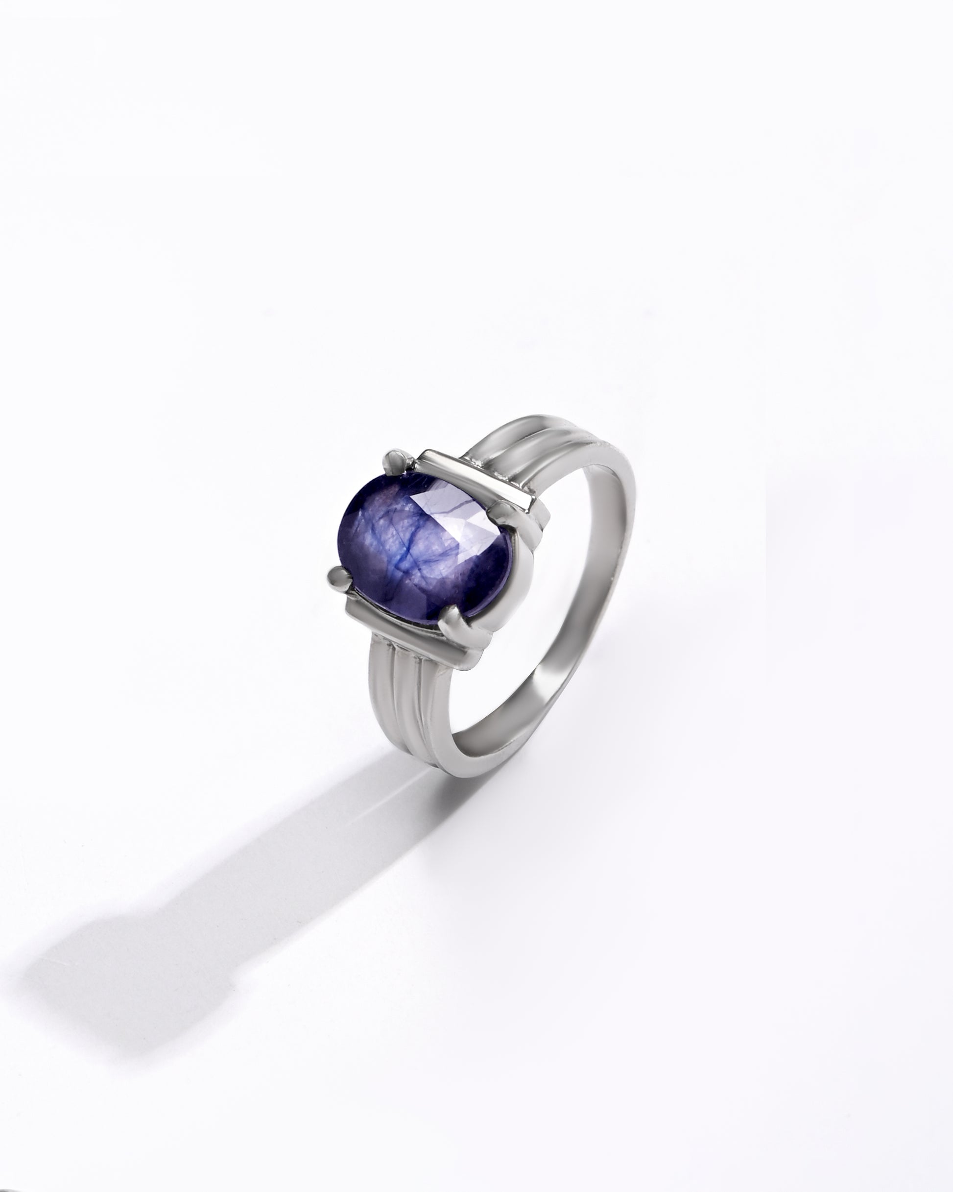 Royal Blue Sapphire (Neelam) Ring in 925 Silver - #1134N4 - Myra