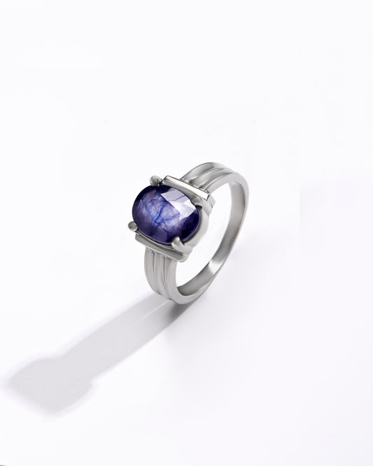 Royal Blue Sapphire (Neelam) Ring in 925 Silver - #1134N4 - Myra