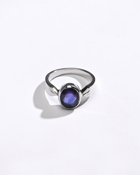 925 Silver Blue Sapphire (Neelam) Ring - 1136B