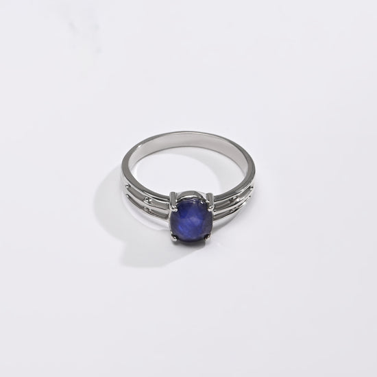 Luxe Blue Sapphire (Neelam) Ring – 925 Silver - 1142N4 - Myra