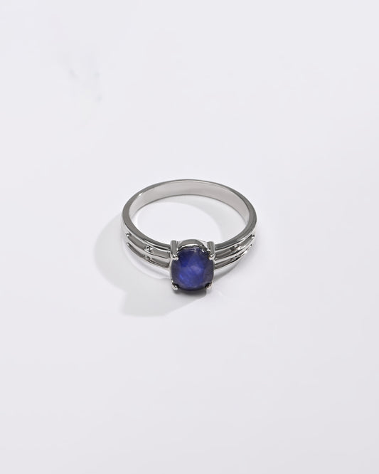 Luxe Blue Sapphire (Neelam) Ring – 925 Silver - 1142N4 - Myra