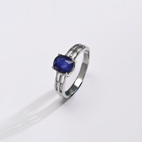 Luxe Blue Sapphire (Neelam) Ring – 925 Silver - 1142N4 - Myra