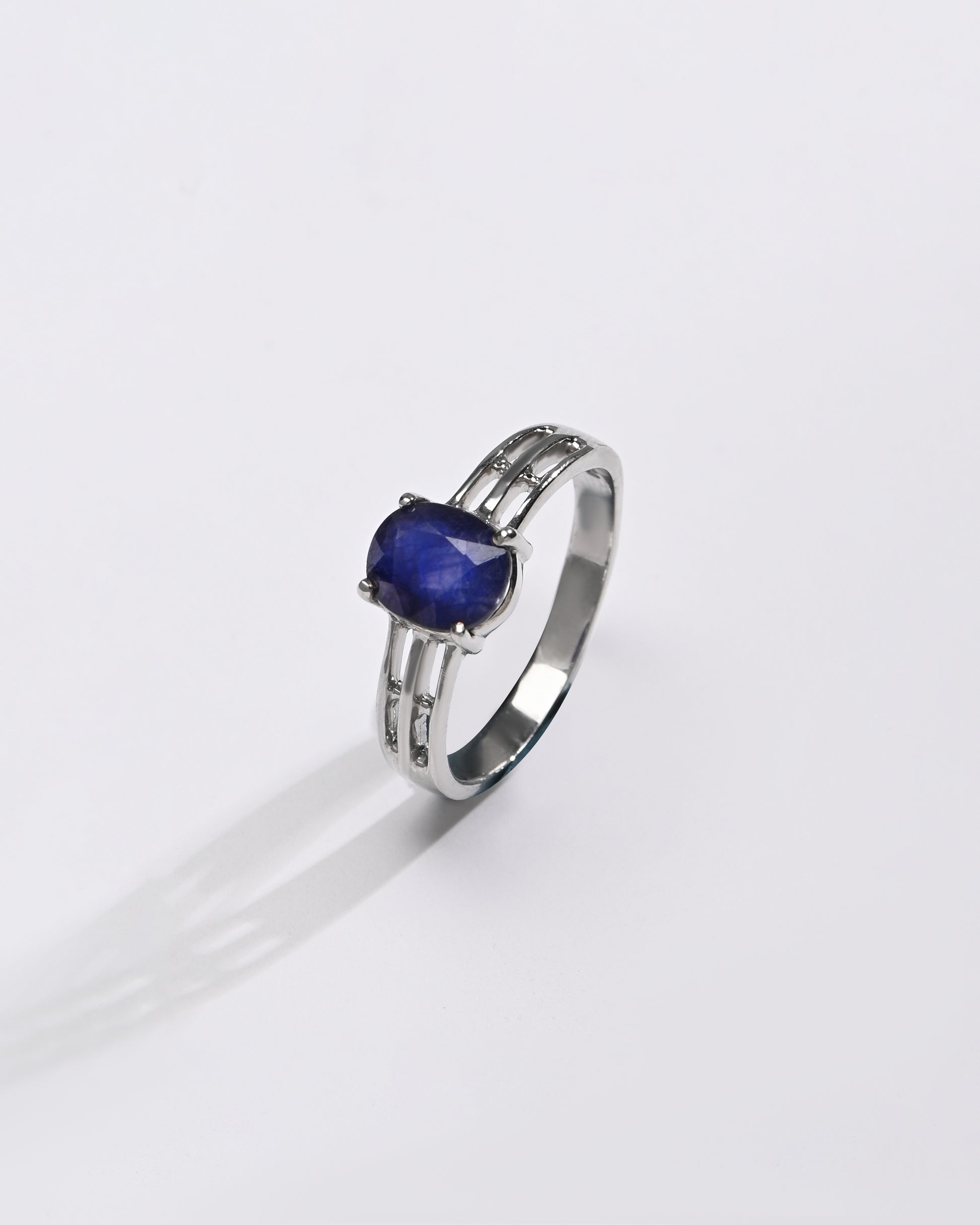 Luxe Blue Sapphire (Neelam) Ring – 925 Silver - 1142N4 - Myra