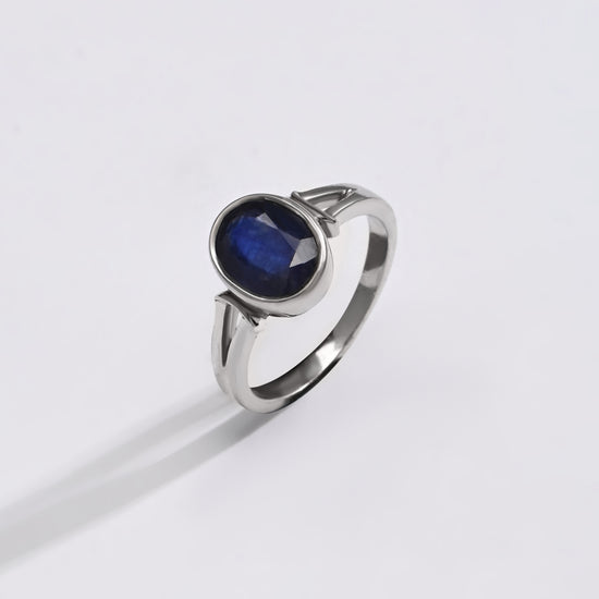 Royal Blue Sapphire (Neelam) Ring – 925 Silver - 1148B - Myra