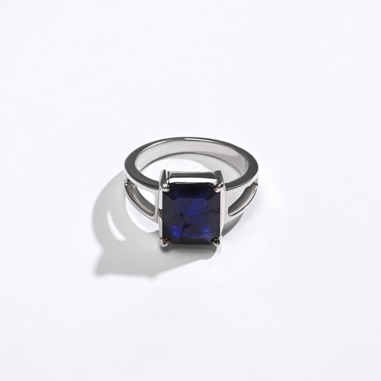 Blue Sapphire (Neelam) Ring – Rich Hue, 925 Silver - 1150N4 Sq - Myra