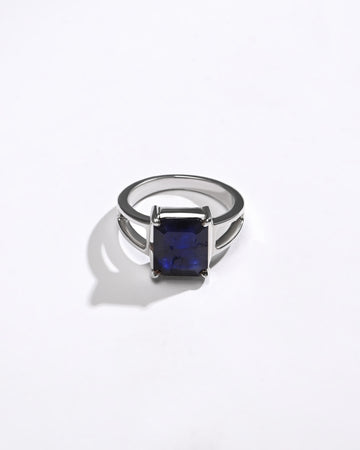 Blue Sapphire (Neelam) Ring – Rich Hue, 925 Silver - 1150N4 Sq - Myra