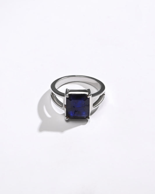Blue Sapphire (Neelam) Ring – Rich Hue, 925 Silver - 1150N4 Sq - Myra