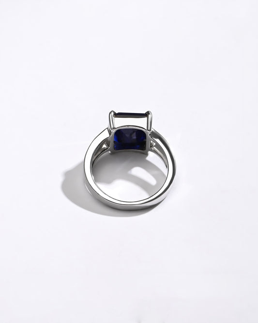 Blue Sapphire (Neelam) Ring – Rich Hue, 925 Silver - 1150N4 Sq - Myra
