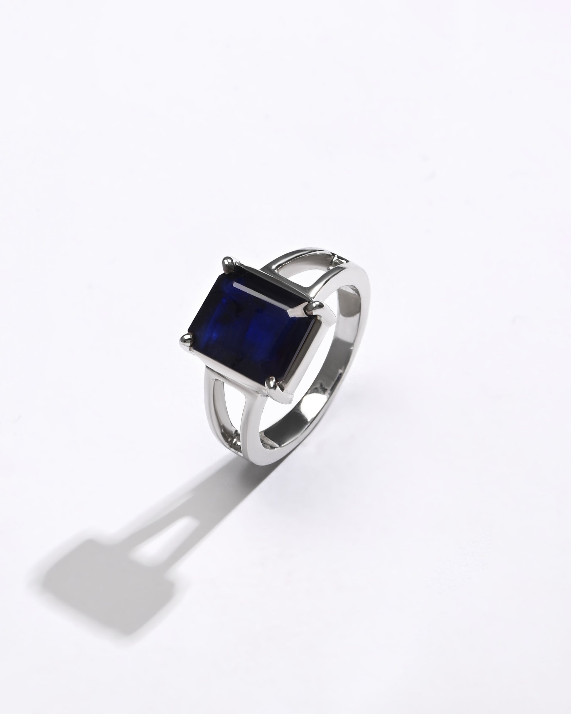 Blue Sapphire (Neelam) Ring – Rich Hue, 925 Silver - 1150N4 Sq - Myra