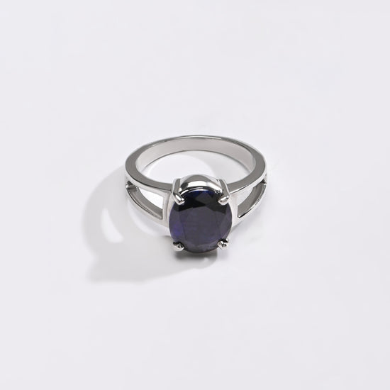 Blue Sapphire (Neelam) Ring – Rich Hue, 925 Silver - 1150N4 Ov - Myra