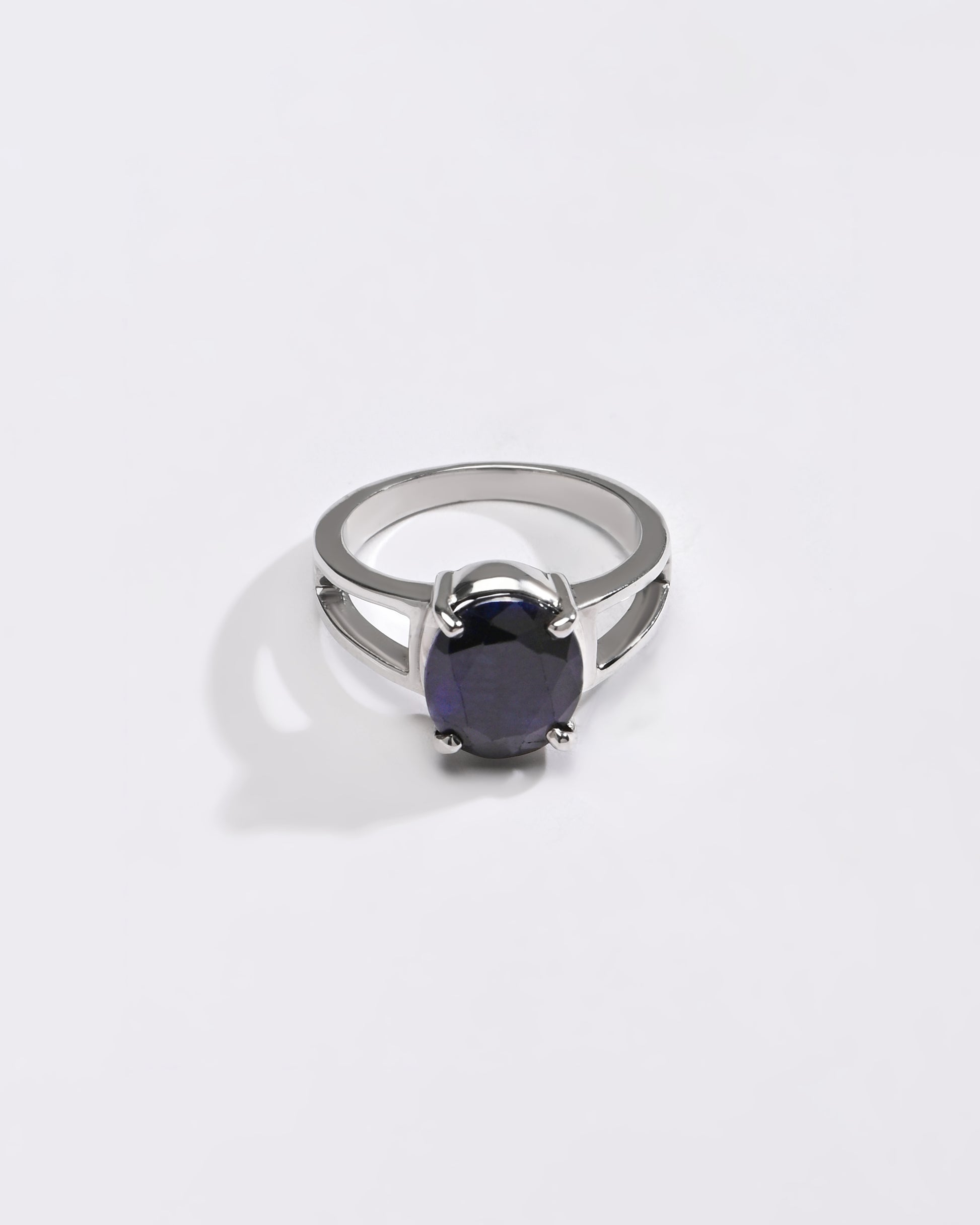Blue Sapphire (Neelam) Ring – Rich Hue, 925 Silver - 1150N4 Ov - Myra