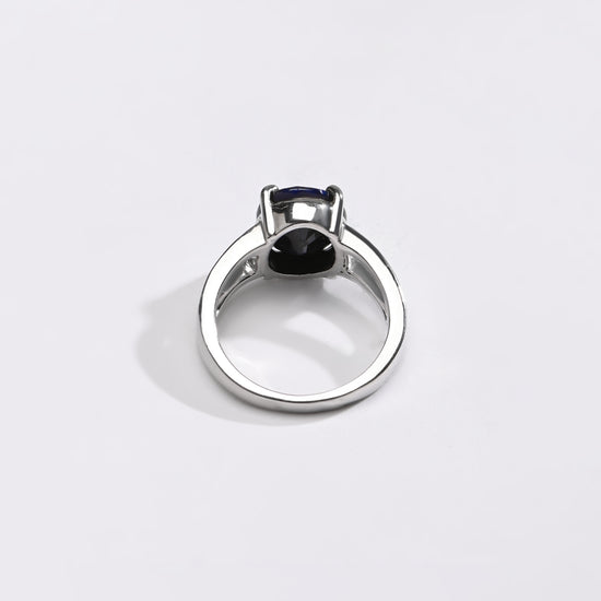Blue Sapphire (Neelam) Ring – Rich Hue, 925 Silver - 1150N4 Ov - Myra