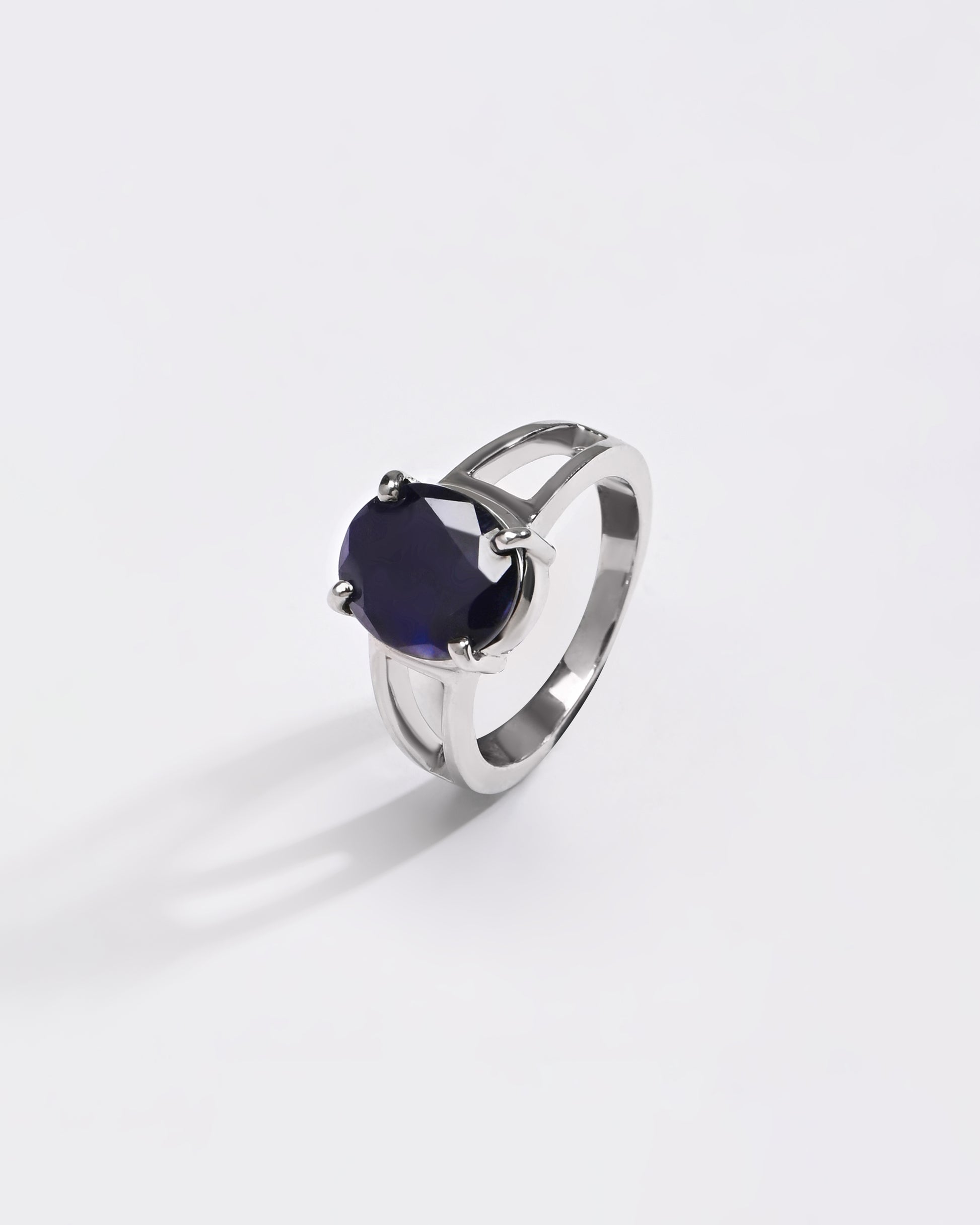 Blue Sapphire (Neelam) Ring – Rich Hue, 925 Silver - 1150N4 Ov - Myra